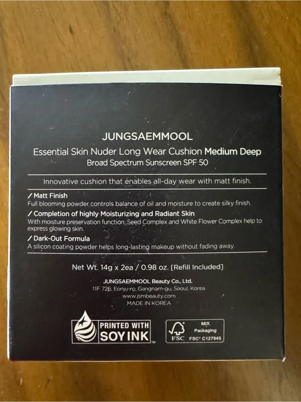 Jung Saem Mool Essential Skin Nuder Long Wear Cushion - Black Packaging $64